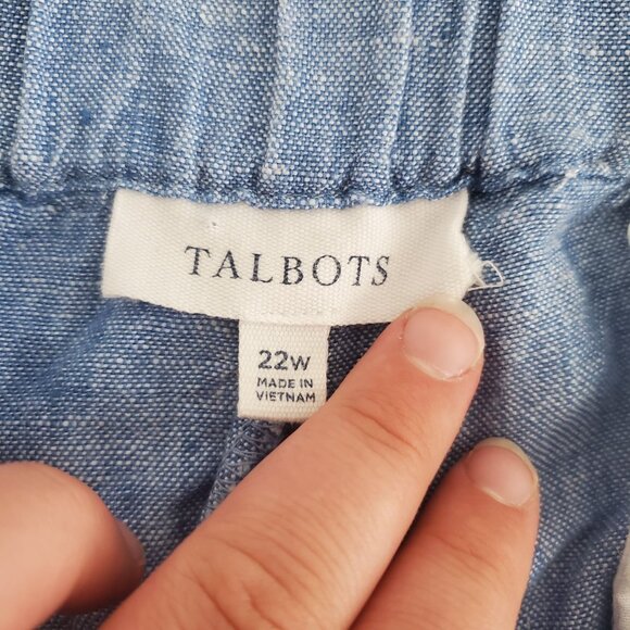 Talbots Womens Blue 100% Linen Tasseled Pants Size 22W Lightweight Beach - Picture 4 of 9